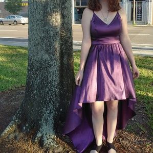 High low satin prom dress